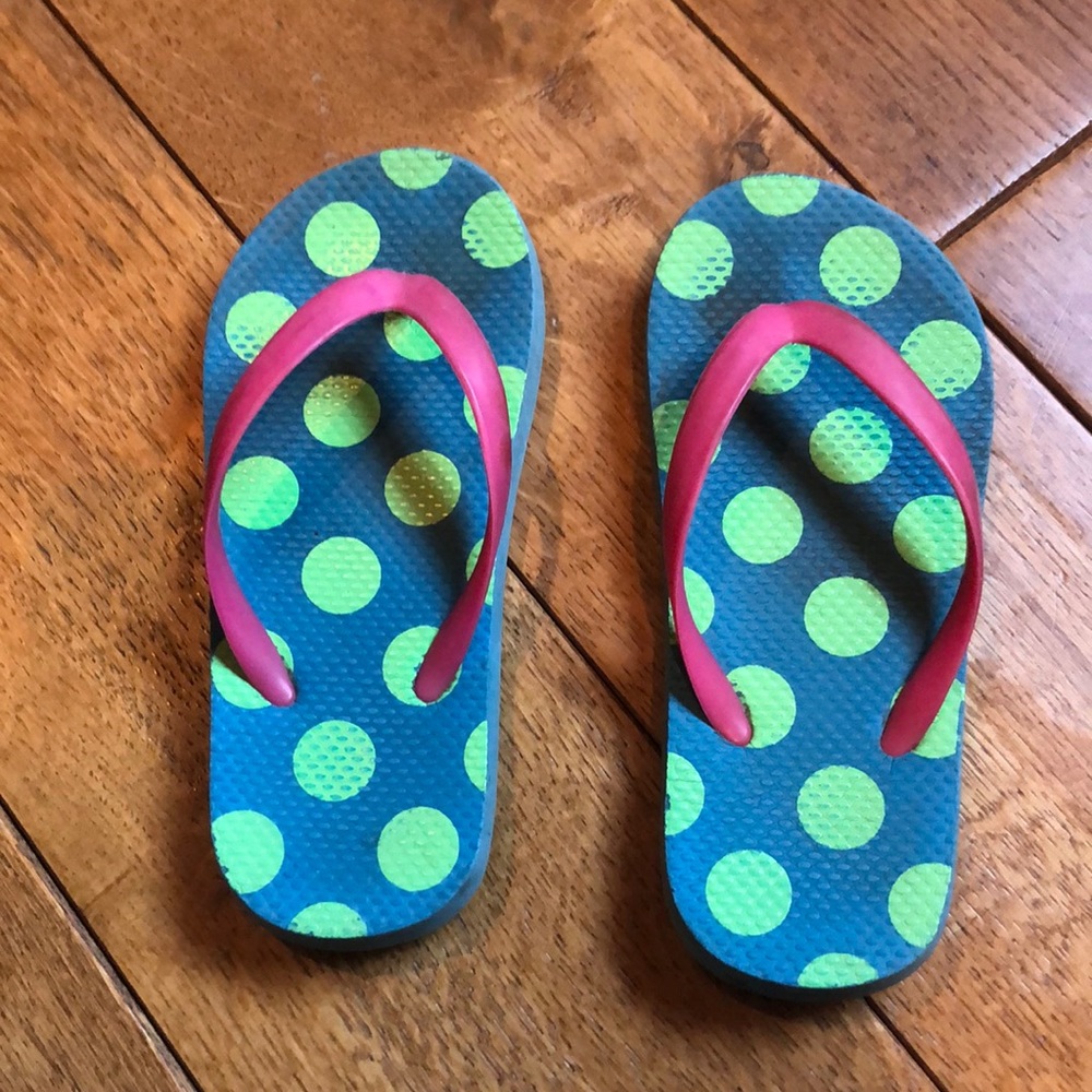 Polka dot flip flops
